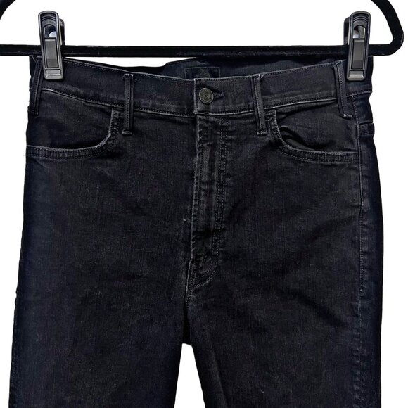 MOTHER The Hustler Ankle Fray Jeans High Rise Wide Leg Black Wash Not Guilty - Picture 8 of 12